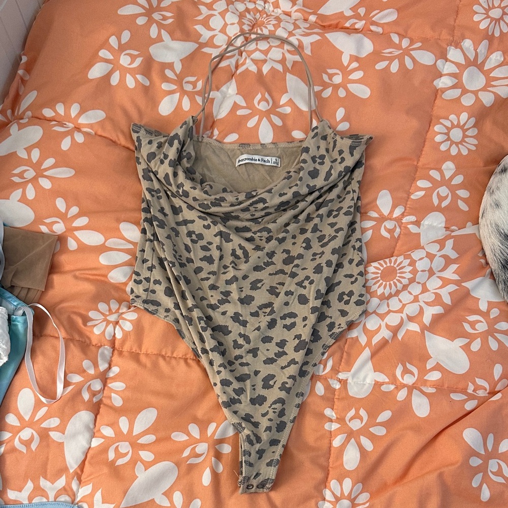 Abercrombie & Fitch Tan and Black Animal Print Bodysuit